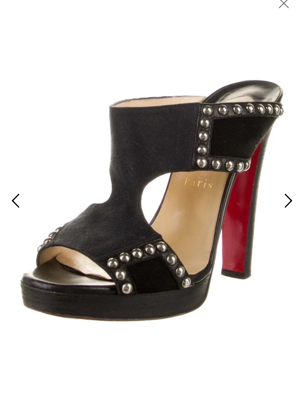 Christian Louboutin Black Studded Suede Platform Pigalle 100 Sandals